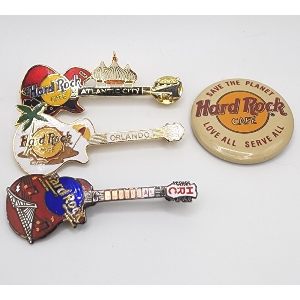Vintage Hard Rock Cafe Button Guitar Collectible Souvenir Lot Orlando Atlantic